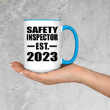 Safety Inspector Established EST. 2023 - 15oz Accent Mug Blue