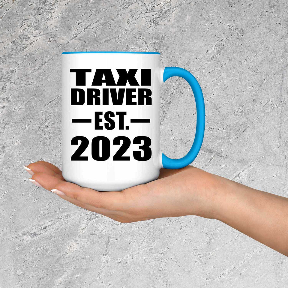 Taxi Driver Established EST. 2023 - 15oz Accent Mug Blue