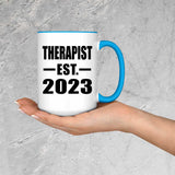 Therapist Established EST. 2023 - 15oz Accent Mug Blue