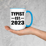 Typist Established EST. 2023 - 15oz Accent Mug Blue