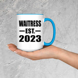 Waitress Established EST. 2023 - 15oz Accent Mug Blue