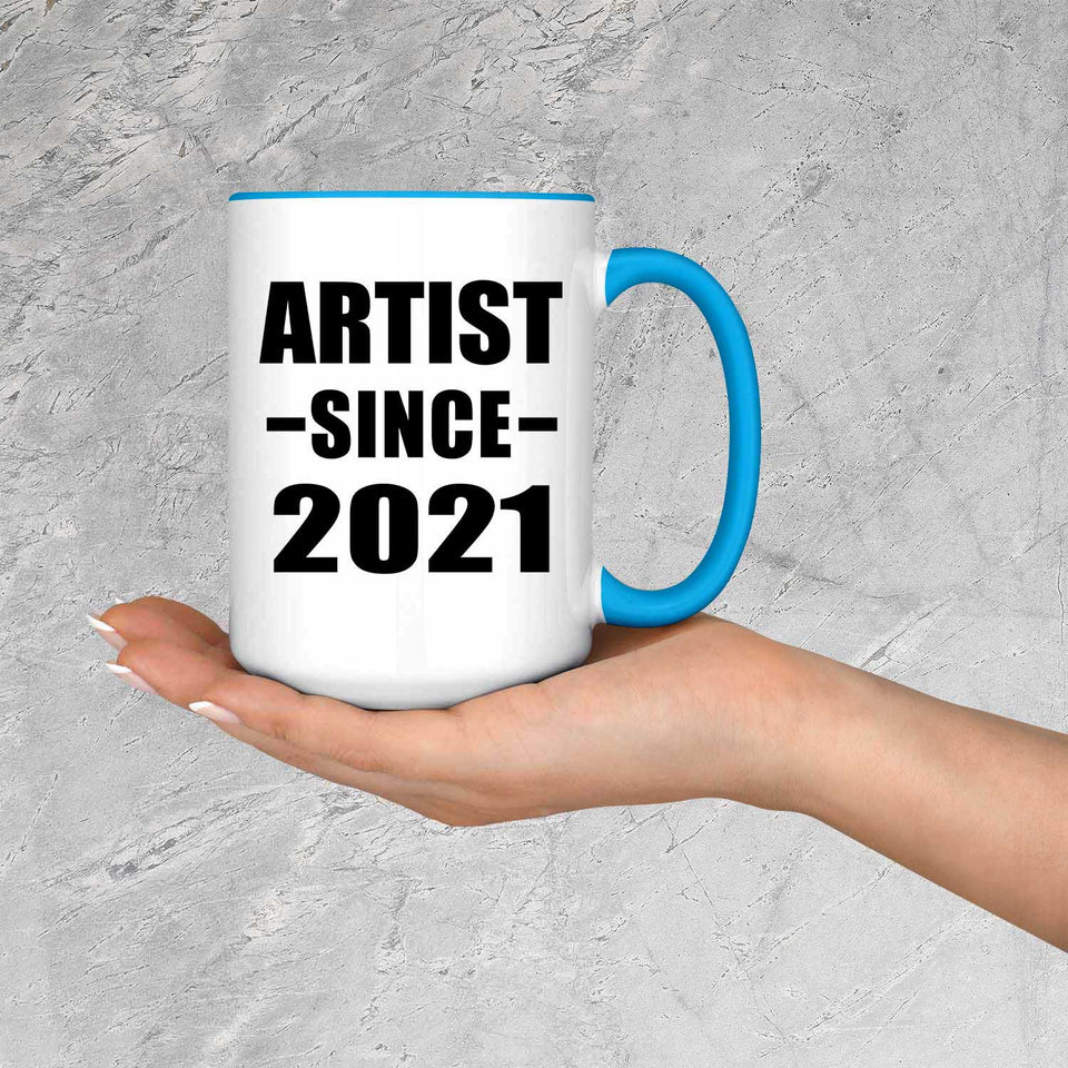 Artist Since 2021 - 15oz Accent Mug Blue