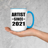 Artist Since 2021 - 15oz Accent Mug Blue