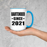 Bartender Since 2021 - 15oz Accent Mug Blue