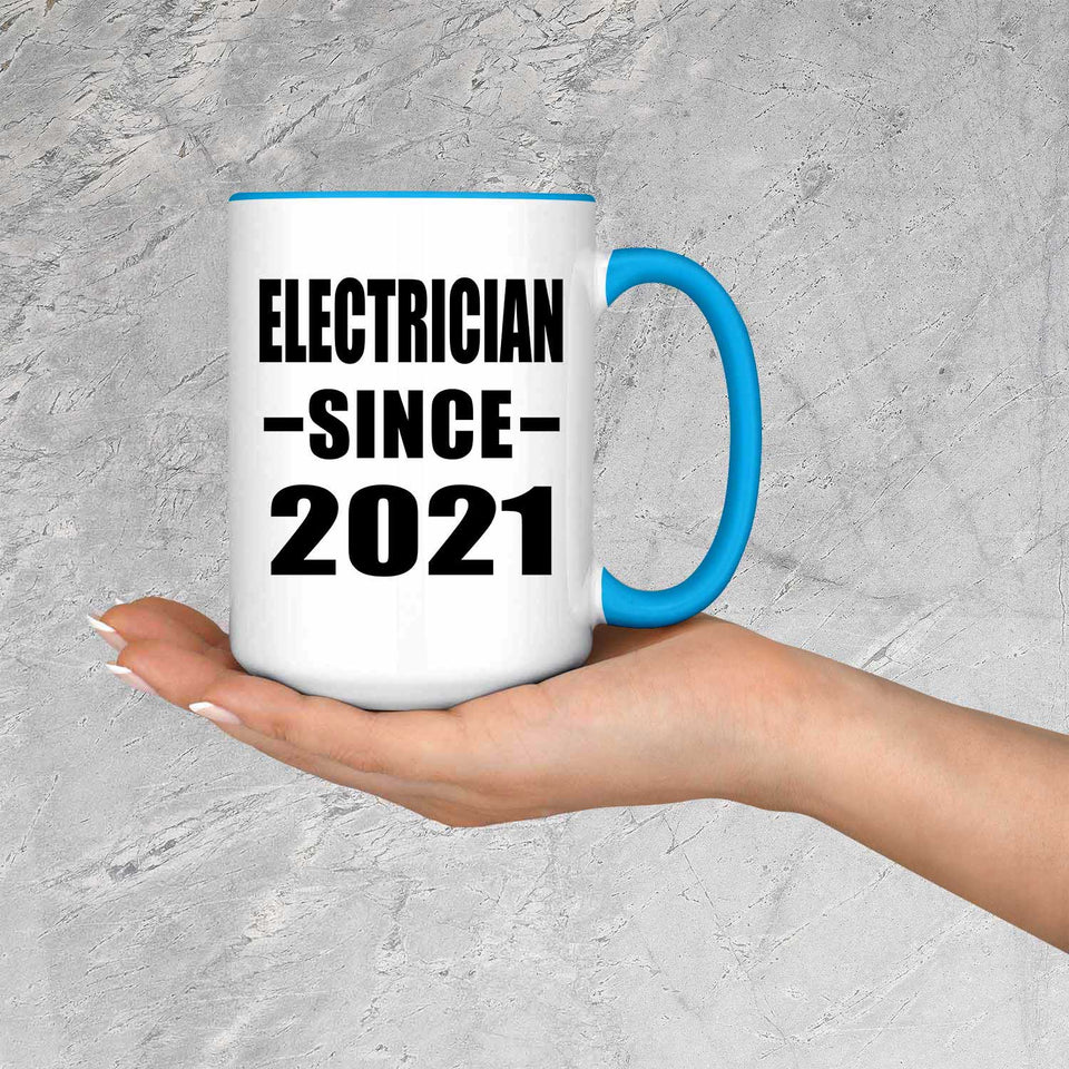 Electrician Since 2021 - 15oz Accent Mug Blue