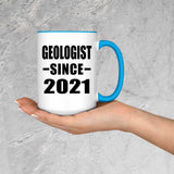Geologist Since 2021 - 15oz Accent Mug Blue
