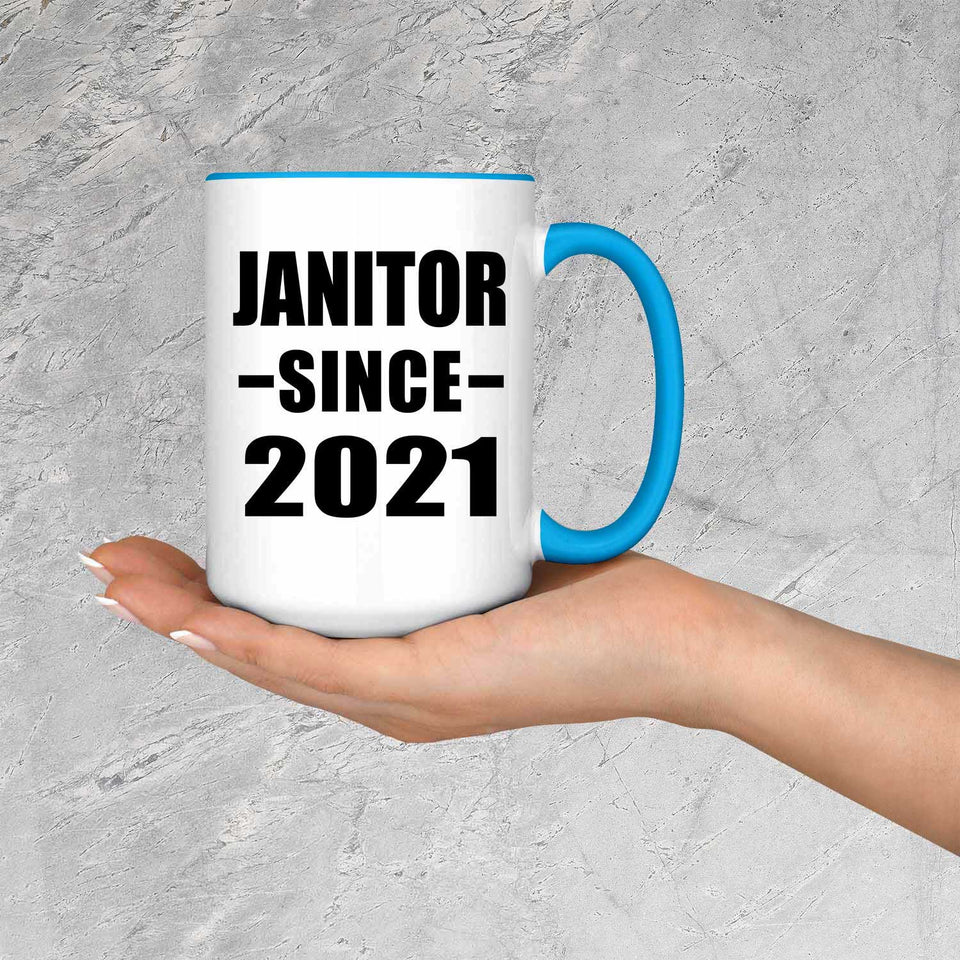 Janitor Since 2021 - 15oz Accent Mug Blue