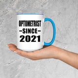 Optometrist Since 2021 - 15oz Accent Mug Blue
