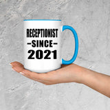 Receptionist Since 2021 - 15oz Accent Mug Blue