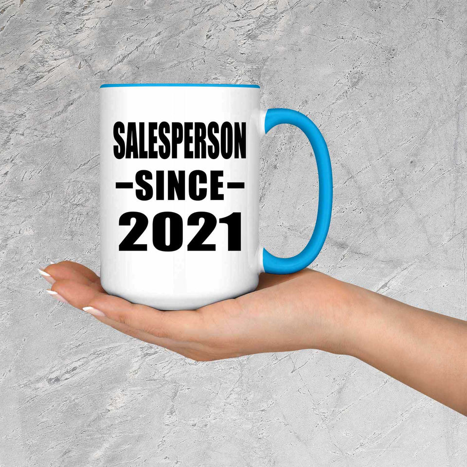 Salesperson Since 2021 - 15oz Accent Mug Blue