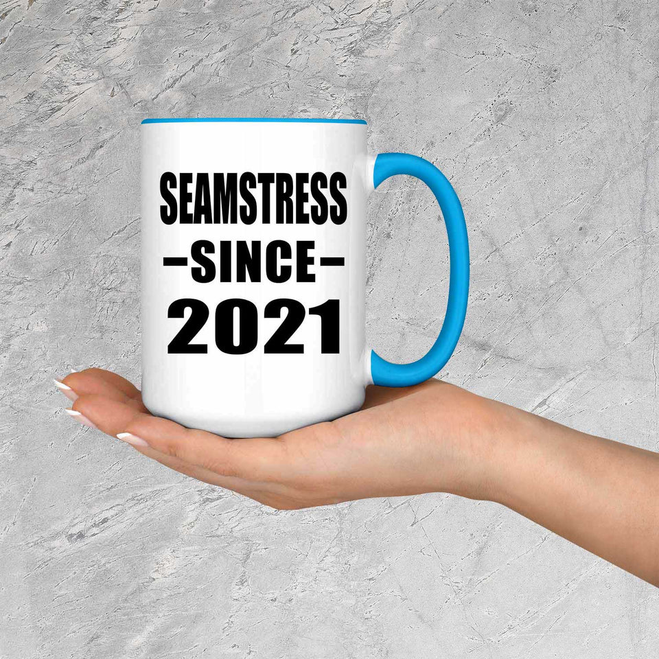 Seamstress Since 2021 - 15oz Accent Mug Blue