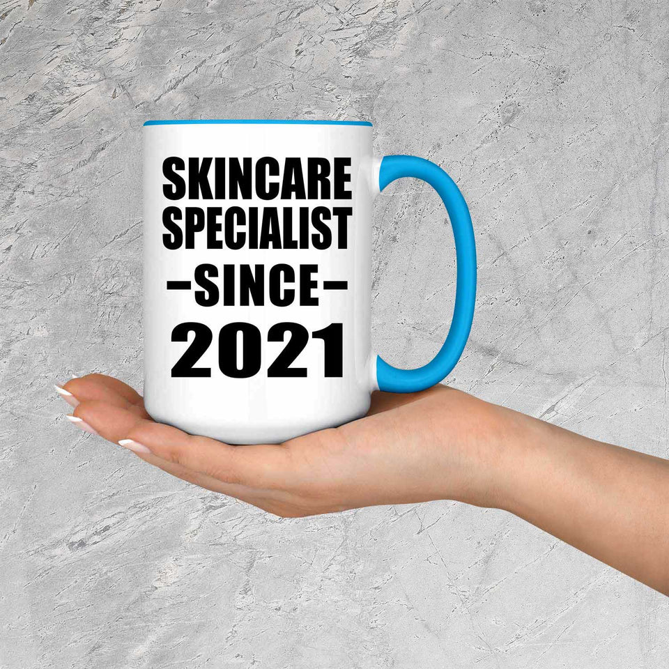 Skincare Specialist Since 2021 - 15oz Accent Mug Blue
