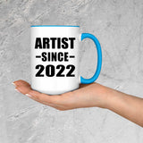 Artist Since 2022 - 15oz Accent Mug Blue