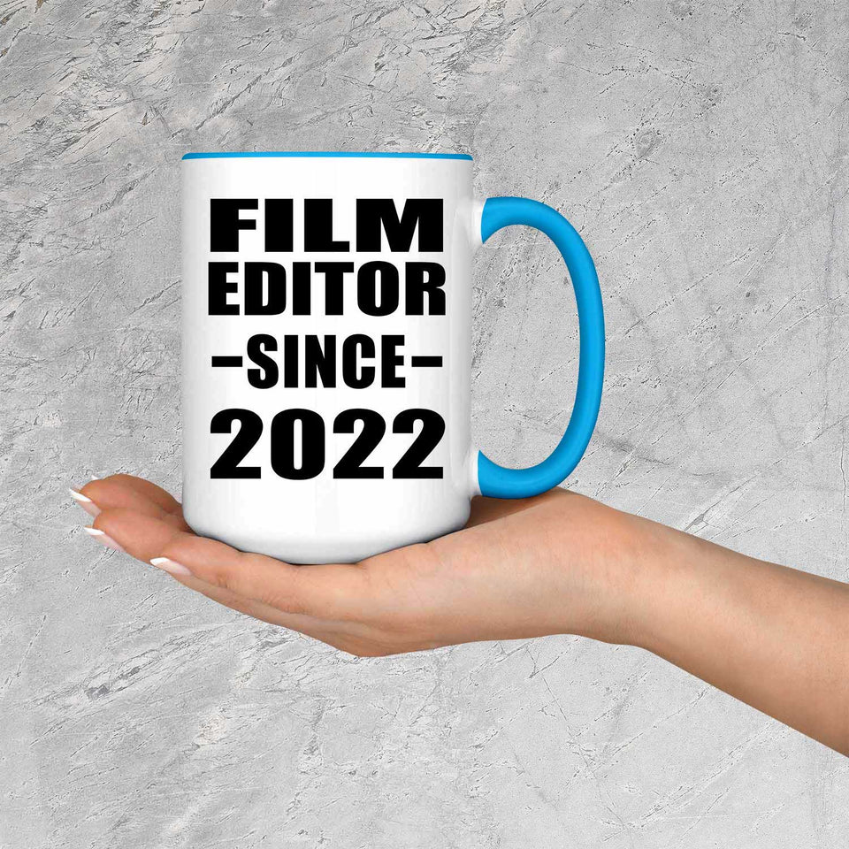 Film Editor Since 2022 - 15oz Accent Mug Blue