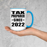 Tax Preparer Since 2022 - 15oz Accent Mug Blue