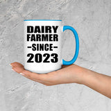 Dairy Farmer Since 2023 - 15oz Accent Mug Blue