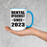 Dental Hygienist Since 2023 - 15oz Accent Mug Blue
