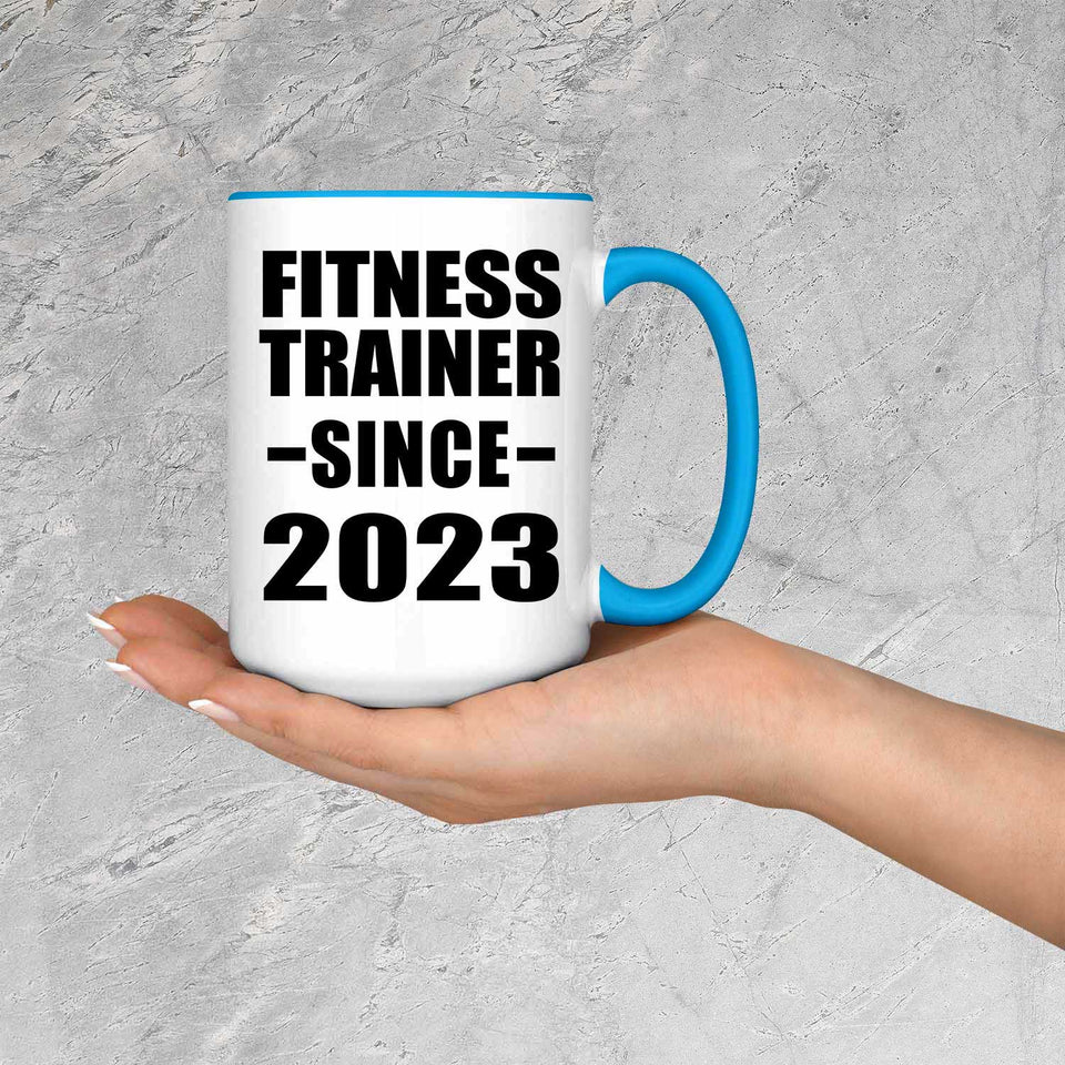 Fitness Trainer Since 2023 - 15oz Accent Mug Blue