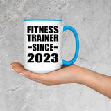 Fitness Trainer Since 2023 - 15oz Accent Mug Blue