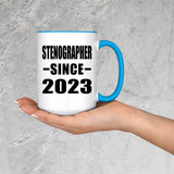 Stenographer Since 2023 - 15oz Accent Mug Blue