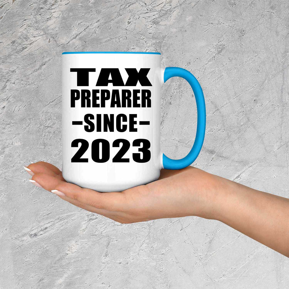 Tax Preparer Since 2023 - 15oz Accent Mug Blue