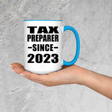 Tax Preparer Since 2023 - 15oz Accent Mug Blue
