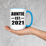 Auntie Established EST. 2021 - 15oz Accent Mug Blue