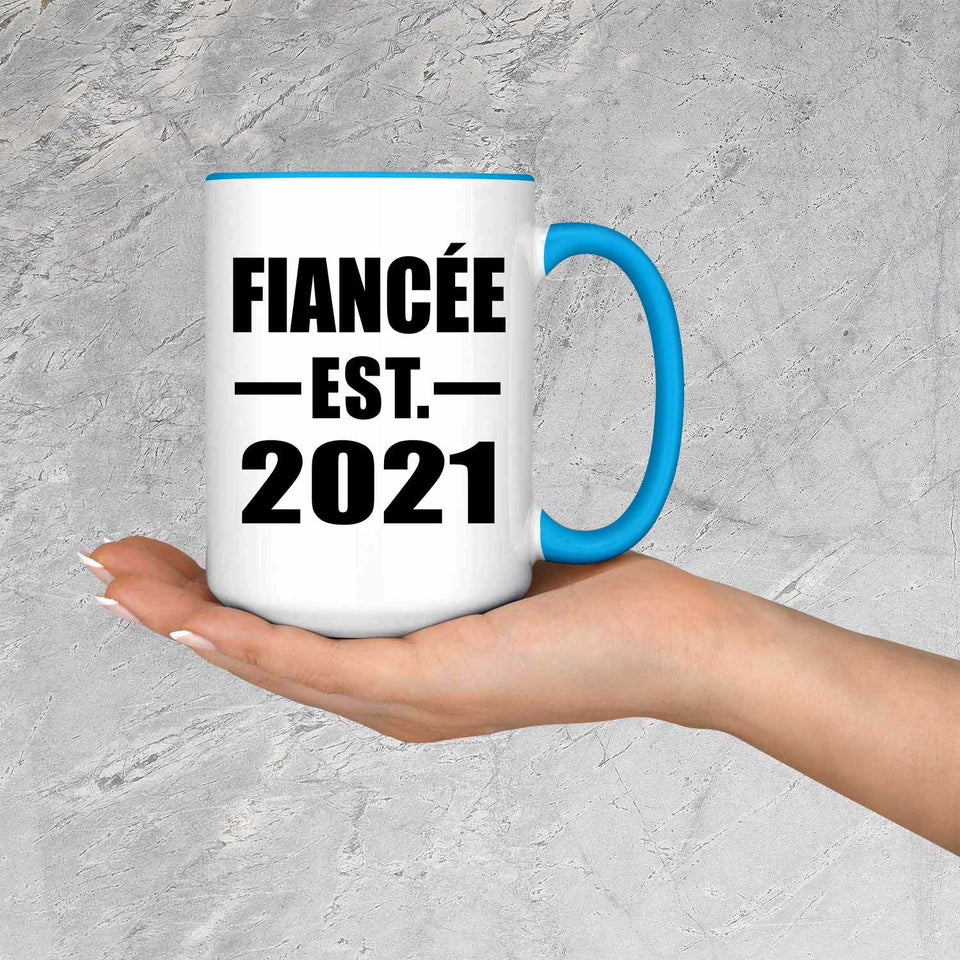 Fiancee Established EST. 2021 - 15oz Accent Mug Blue