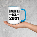 Grandfather Established EST. 2021 - 15oz Accent Mug Blue