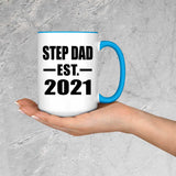 Step Dad Established EST. 2021 - 15oz Accent Mug Blue