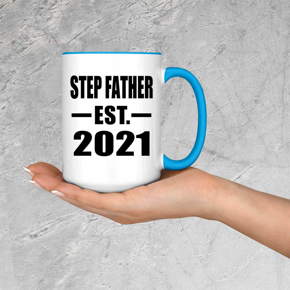 Step Father Established EST. 2021 - 15oz Accent Mug Blue