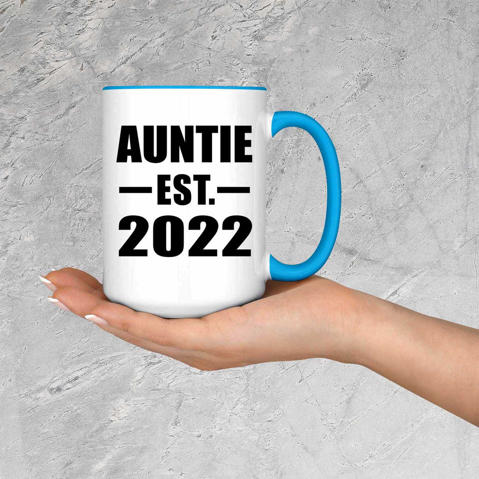 Auntie Established EST. 2022 - 15oz Accent Mug Blue