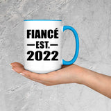 Fiance Established EST. 2022 - 15oz Accent Mug Blue