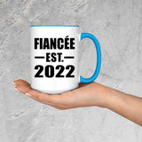Fiancee Established EST. 2022 - 15oz Accent Mug Blue