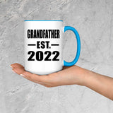 Grandfather Established EST. 2022 - 15oz Accent Mug Blue