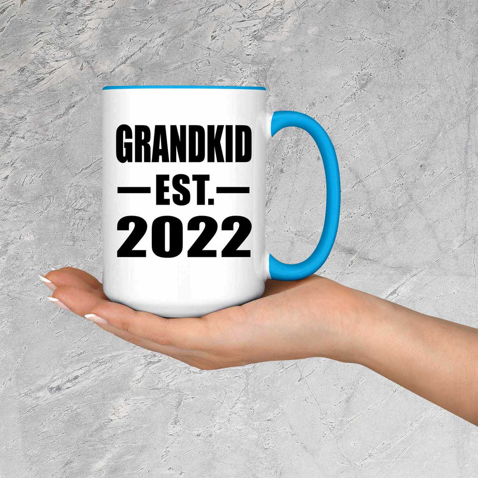 Grandkid Established EST. 2022 - 15oz Accent Mug Blue