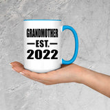 Grandmother Established EST. 2022 - 15oz Accent Mug Blue