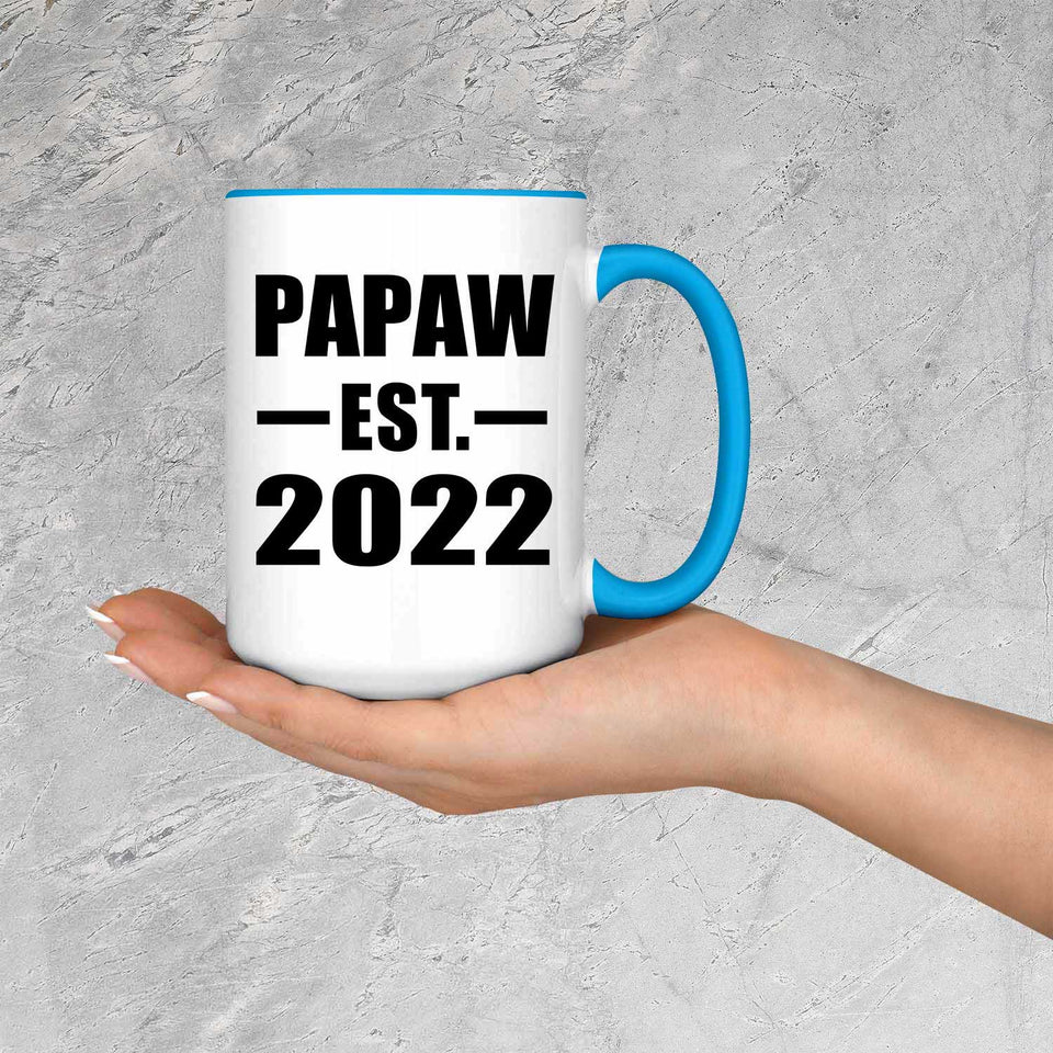 Papaw Established EST. 2022 - 15oz Accent Mug Blue