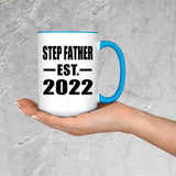 Step Father Established EST. 2022 - 15oz Accent Mug Blue