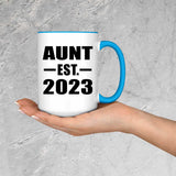 Aunt Established EST. 2023 - 15oz Accent Mug Blue