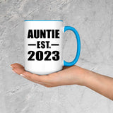 Auntie Established EST. 2023 - 15oz Accent Mug Blue
