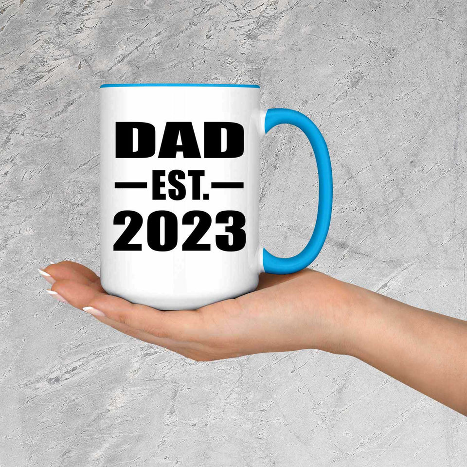 Dad Established EST. 2023 - 15oz Accent Mug Blue