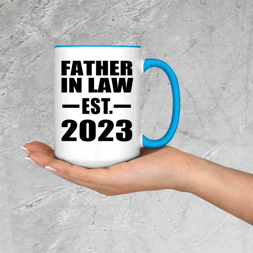 Father In Law Established EST. 2023 - 15oz Accent Mug Blue