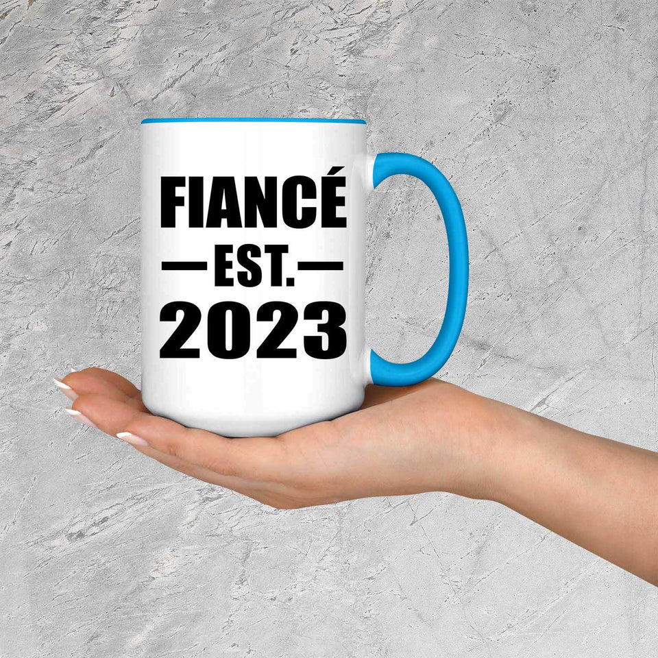 Fiance Established EST. 2023 - 15oz Accent Mug Blue