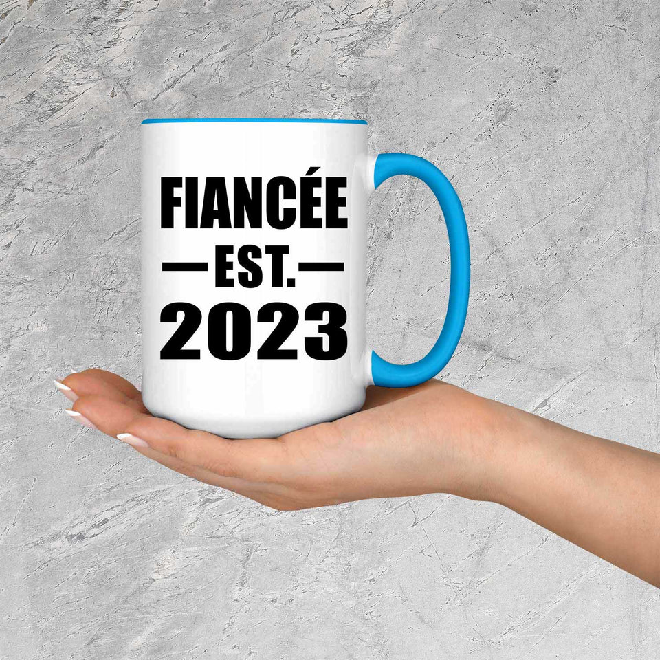 Fiancee Established EST. 2023 - 15oz Accent Mug Blue