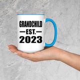 Grandchild Established EST. 2023 - 15oz Accent Mug Blue