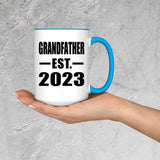 Grandfather Established EST. 2023 - 15oz Accent Mug Blue