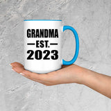 Grandma Established EST. 2023 - 15oz Accent Mug Blue