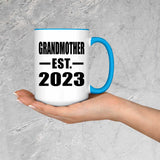 Grandmother Established EST. 2023 - 15oz Accent Mug Blue