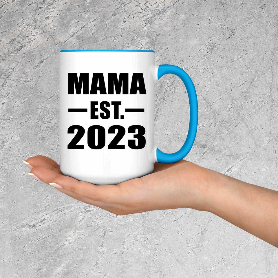 Mama Established EST. 2023 - 15oz Accent Mug Blue
